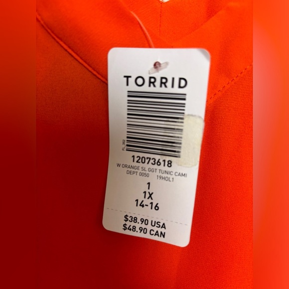 NWT Torrid Orange Tangerine Tango Georgette Tunic Camisole Tank 1X 14/16 - Picture 4 of 10